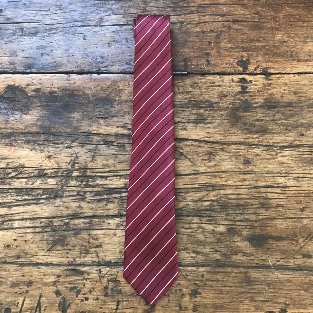 Yves Saint Laurent Maroon Striped Tie